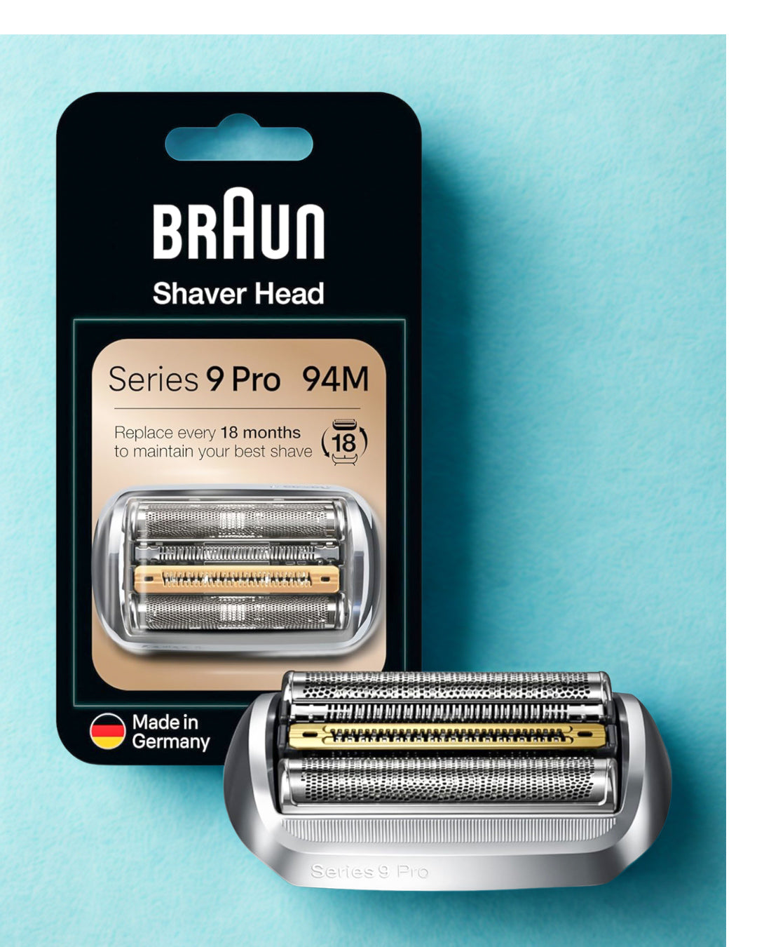 Braun Shaver Replacement Head 92S Silver Compatible with Braun Series 9 Shavers
