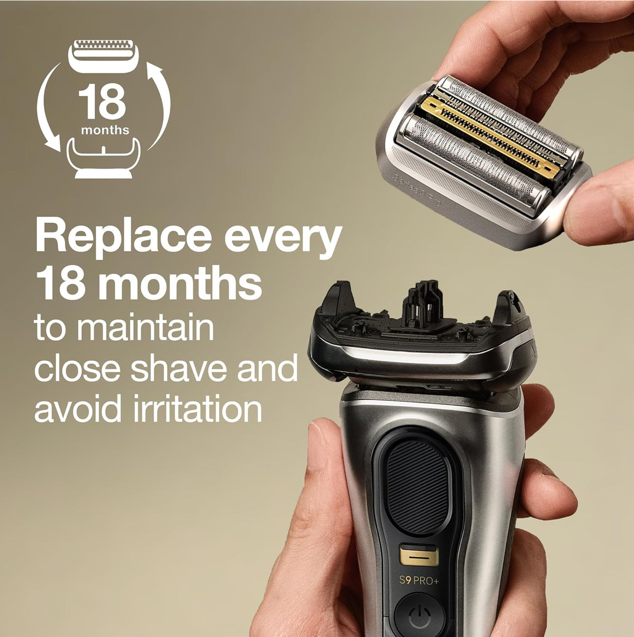 Braun Shaver Replacement Head 92S Silver Compatible with Braun Series 9 Shavers